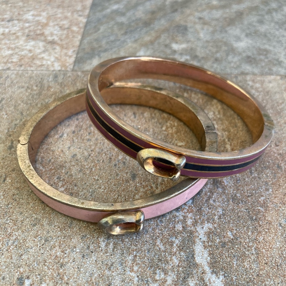 Coach Pink and Black Enamel Bangles
